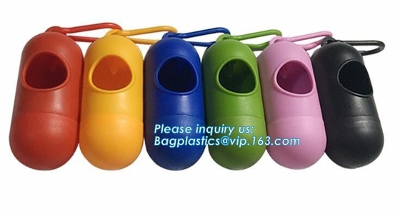 LED Flashlight Dog Waste Bag Dispenser Holder with Pet Waste Bag Poop Roll Bags, BPI ASTM D6400 EN13432 Approval Customi