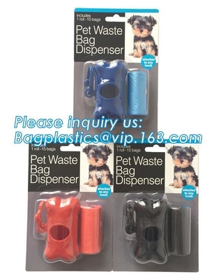 LED Flashlight Dog Waste Bag Dispenser Holder with Pet Waste Bag Poop Roll Bags, BPI ASTM D6400 EN13432 Approval Customi