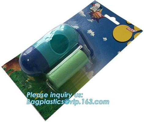 LED Flashlight Dog Waste Bag Dispenser Holder with Pet Waste Bag Poop Roll Bags, BPI ASTM D6400 EN13432 Approval Customi