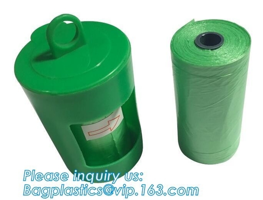 LED Flashlight Dog Waste Bag Dispenser Holder with Pet Waste Bag Poop Roll Bags, BPI ASTM D6400 EN13432 Approval Customi