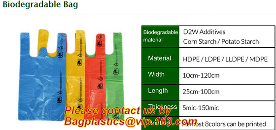 100% Enviroment PLA Bio Corn Starch Plastic Grocery Carry Packaging Manufacturer Compostable Shopping Bags