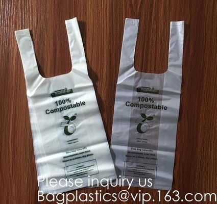 OK Compost 100% Corn Starch Biodegradable Plastic T Shirt Bag Vest Bag Bioplastic Shopping Bag For Grocery