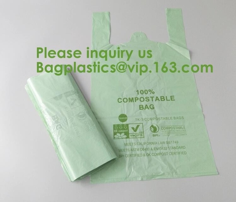 Heavy Duty Compostable T-shirt Handle Tie Plastic Roll Garbage Bags Trash Bags, t shirt carry bags, bagease, bagplastics