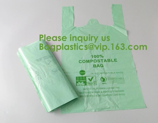 Heavy Duty Compostable T-shirt Handle Tie Plastic Roll Garbage Bags Trash Bags, t shirt carry bags, bagease, bagplastics