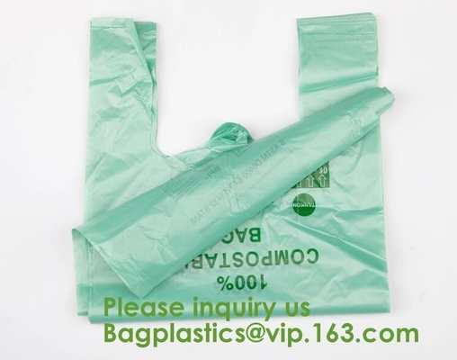 Heavy Duty Compostable T-shirt Handle Tie Plastic Roll Garbage Bags Trash Bags, t shirt carry bags, bagease, bagplastics