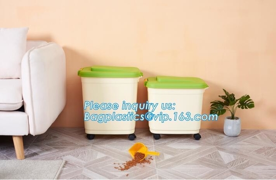 Promotion Plastic airtight lid Pet Food Storage Container, 40L /15KG Large Rectangle Shape Plastic PET Dog Food Containe