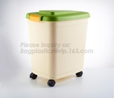 Promotion Eco-friendly Plastic Scoop Pet Dog Food Storage Container, pet food container,dog treat jar with gold bone cov