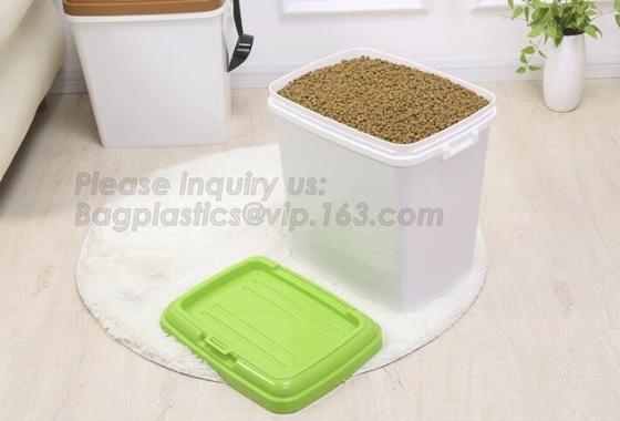 BPA free pet food storage container with wheels, Promotion Plastic Pet Food Storage Container With Bowl container, treat