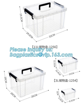 Household Multi-function Large Size Clear Plastic Storage Box Sundry Clothes Storage Box With Lid, First Aid Plastic Tra