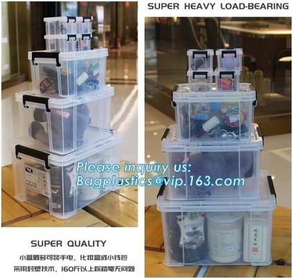 Household Multi-function Large Size Clear Plastic Storage Box Sundry Clothes Storage Box With Lid, First Aid Plastic Tra