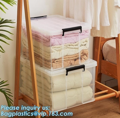 Household Multi-function Large Size Clear Plastic Storage Box Sundry Clothes Storage Box With Lid, First Aid Plastic Tra