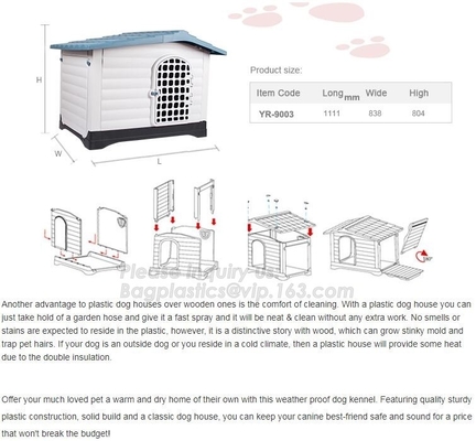 Home Indoor Outdoor Eco Friendly Dog House, Wholesale blue indoor outdoor plastic pet dog house, Kennel with window, cat