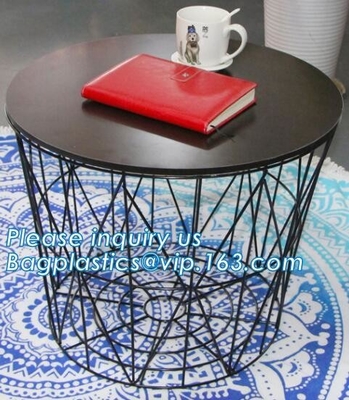 Commercial use stylish marble top metal wire square coffee table, Steel wire coffee table, high end solid wood table top