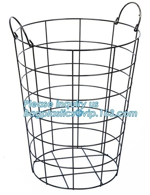 Customized Wire Diameter Stock Pot Cooking Wire Mesh Metal Storage Basket, Industrial Metal Wire Storage Basket With Han