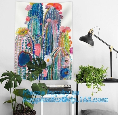 wholesale Digital Printed Cactus Tapestry Custom Print home decor mandala bohemian wall hangings tapestry bagease packag