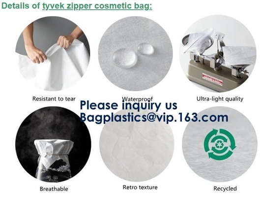 Reusable Promotional Green Tyvek Shopping Tote BagWaterproof Washable Eco k Handy Makeup Cosmetic Clutch Bag Cases