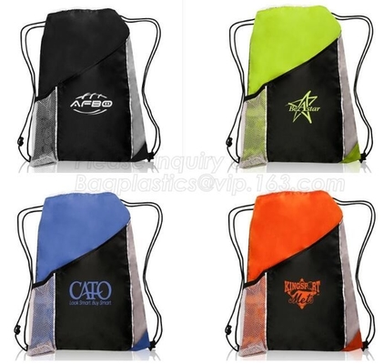 promotional Gym drawstring backpack tip quality polyester, backpack,sport resistant backpack bag,string closure shoe bag