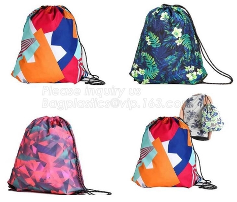 promotional Gym drawstring backpack tip quality polyester, backpack,sport resistant backpack bag,string closure shoe bag