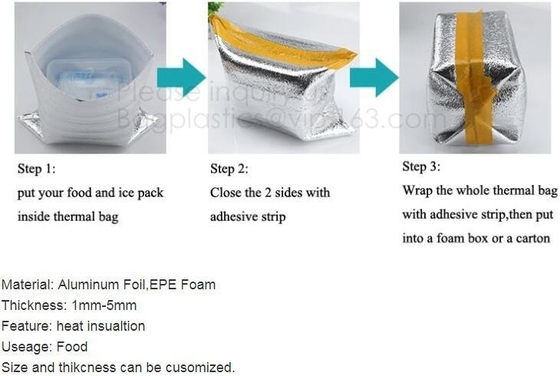 Extra Strength Zipper and Thick Insulation Food Delivery Bag,Picnic Insulated Cooler Bag Tote Thermal insulation Lunch B