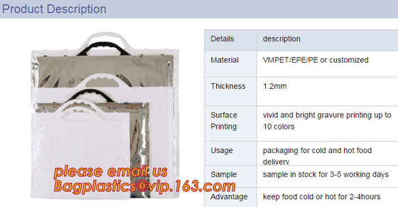 customized insulated aluminum foil light food thermal bag,Portable aluminum foil thermal lined food delivery cooler bag