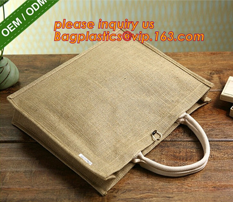 Heavy hold support Jute bag OEM Customized printing waterproof and reusable jute shopping bag with inner JUTE BAGS CARRI