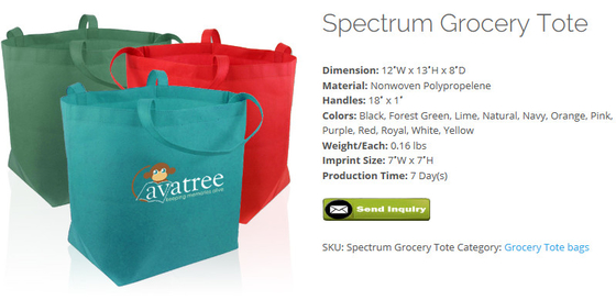 Spectrum Grocery Tote, Nonwoven polypropylene, Forest green, Lime, Natural, Navy, Orange, Pink, Black, Purple, red, roy