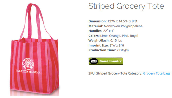 STRIPED GROCERY TOTE, eco-friendly, reusable, durable, recyclable and biodegradable,moistureproof, BAGEASE, PAC, PAK, PK