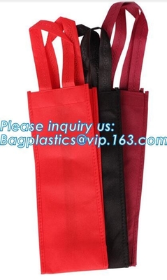 laminated non woven 6 bottle wine tote shopping bag, Custom Promotional wine shopping tote fabric polypropylene laminate