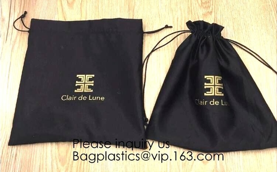 Beige Satin Drawstring Bag For Shoe,Purple Satin Pouch With Ribbon,Logo Satin Drawstring Bag,Hair Extension Bag , Gift W