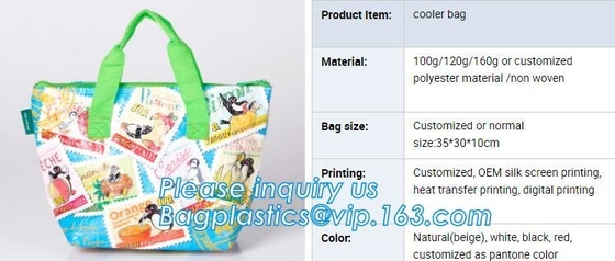 pp woven fabric bags, pp woven cooler bag, customized polyester material, non woven, oem silk screen printing, heat tran