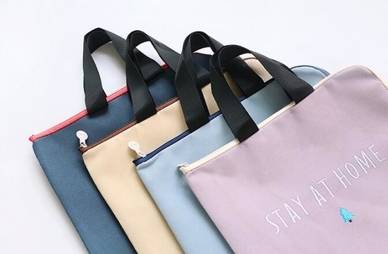OEM shopping tote color zipper lunch Customized file canvas bag,Recycled canvas cotton bag promotional hanging file tote
