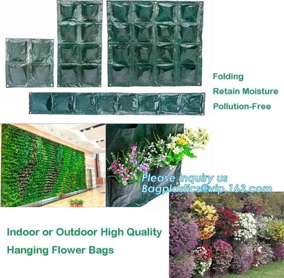 folding retain moisture, indoor outdoor high quality hanging flower bags,4 Pockets Permeable Non-woven fabric 26x65cmx1m