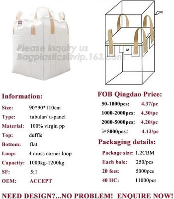 Woven Big Bulk Bag Jumbo Bag FIBC For Packing Sand 1 Ton 1.5 Ton 2 Ton Made In, Bagease, Pack