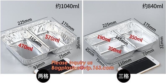 With paper lids clear lids FDA certificate food grade disposable 700 1000ml 1200ml 7&quot; 8&quot; 9&quot; aluminum foil food BAGEASE