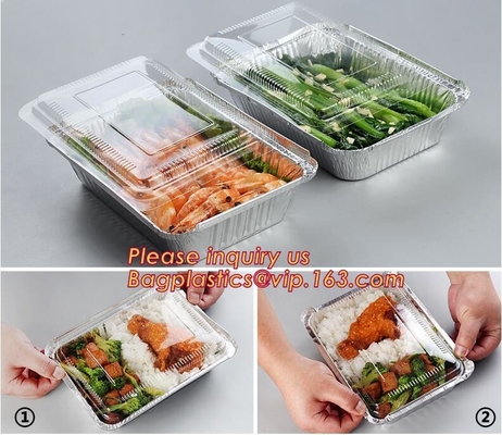 Disposable Square Small Aluminium Foil Bake Pan With Clear Dome Lid,barbecue tray,high quality aluminum foil barbecue tr