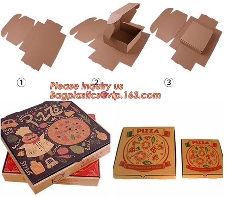 Carton corrugated paper pizza delivery box,bio-degradable high quality chinese food products custom kraft paper pizza pa