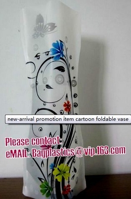 Vinyl Plastic Standup Flower Vase,PVC Plastic Flower Vase With Wonderful Design,Waterproof Foldable Plastic