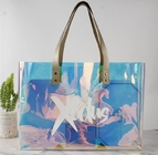 Female Holographic Transparent Handbags Beach bag Laser Clear PVC Tote Shopping Bag tote shopping bags for ladies