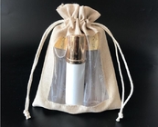 vinyl drawstring organza gift bags, Jute PVC bag, Drawstring Jute window bag, Jute PVC window, Transparent PVC Window