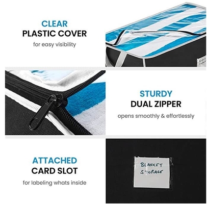 Jumbo Storage Bag Organizer Large Capacity Storage Box with Reinforced Strap Handles, PP Non-Woven Material, Cl