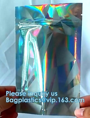 Bagease pack Recloseable Transparent Front Holographic Stand Up Pouch / Plastic Cosmetic Bag / Nail Polish Packaging