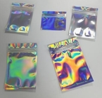 Bagease pack Holographic Film Resealable Zipper Bag Grip Seal Laminated Plastic Bag Shiny Cosmetic packaging jewelry