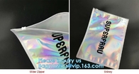 Metallized Slider Zipper Mailer pack Hologram Shiny Foil Glamour Holographic Mailers Metallic Apparel garment clothes
