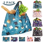 Elastic Band Lightweight Tote Bag Bulk Durable Eco-Friendly Polyester Reusable Extra-Large Grocery Bags Zipper Storage
