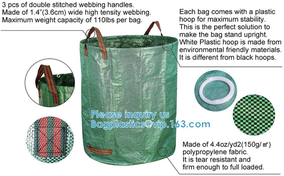 Reuseable Heavy Duty Gardening Bags Lawn Pool Garden Leaf Waste Bag Collapsible Canvas Portable Grass Bin Landscape tote