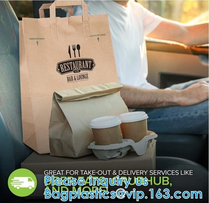 Brown Grocery Kraft Paper Bag With Handle Custom Print Logo, Kraft Paper Shopping Bag With Logo BAGEASE.CN