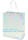 Silver Iridescent Medium Gift Bags With Handles For Weddings, Birthdays pack, Metallic Presents Wrapping Party Favor Bag