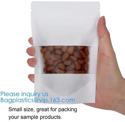 Kraft Stand Up Reusable Sealing All-Purpose Food Storage Pouches PE Reclosable Lock With Tear Notch For Candy Beans