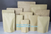 White Kraft Paper Stand Up Zipper Pouches Aluminum Foil High Barrier Quad Seal Bag For Food Package