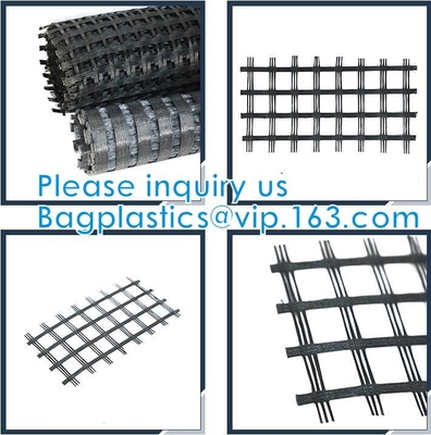 Fiber Geogrid For Road Building Construction Fiberglass Biaxial Geogrid With Nonwoven Geotextile Soil Stabilization